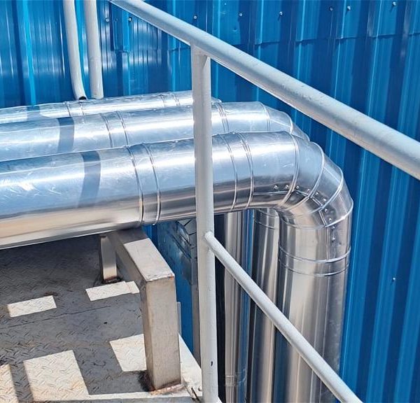 Installation and cladding of stainless steel piping for pre-formed plant.