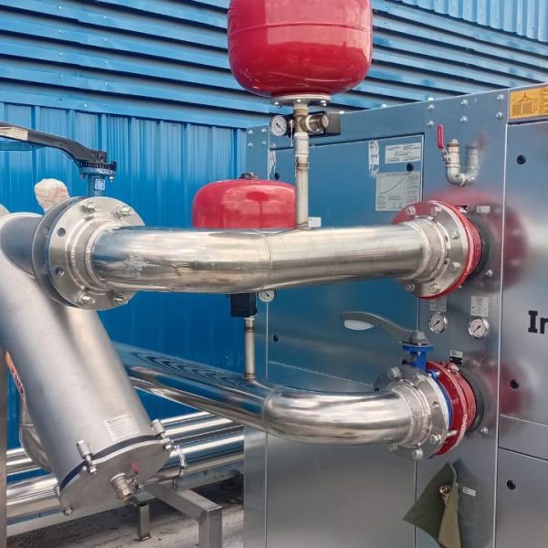 Installation and cladding of stainless steel piping for pre-formed plant.